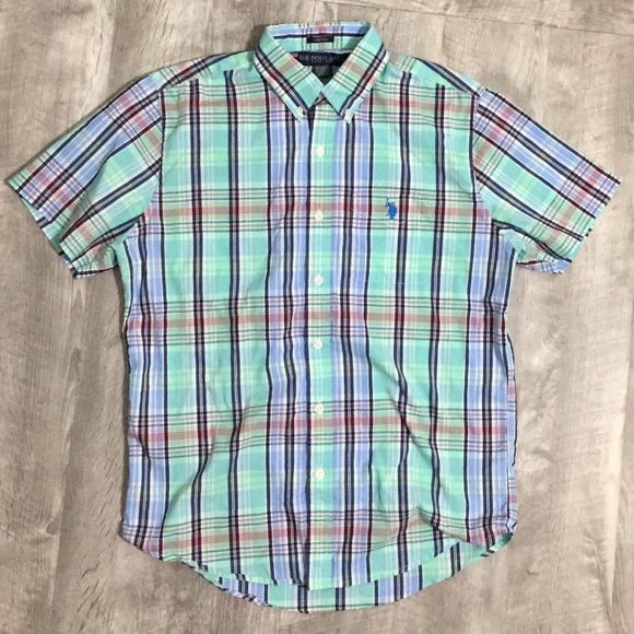 plaid polo button down shirts